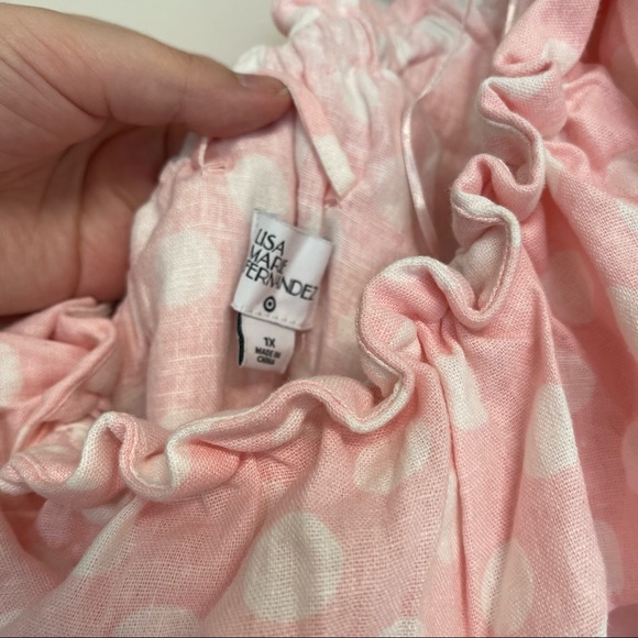 Lisa Marie Fernandez x Target Pink & White Polka Dot Short Ruffle Dress Size 1X - Picture 6 of 7